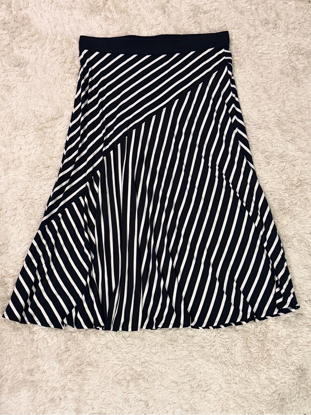 Peter Nygard Black and White Striped Maxi Skirt